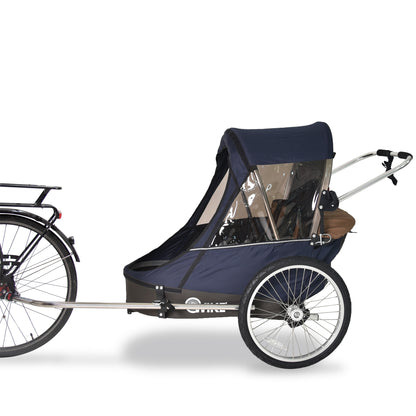 Wike Premium Double Children's Bike Trailer - Includes Stroller and Jogging Kit