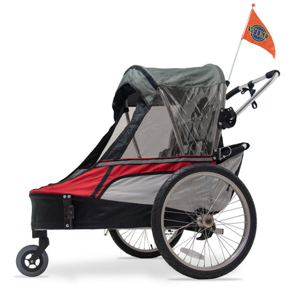 Wike Premium Double Children's Bike Trailer - Includes Stroller and Jogging Kit