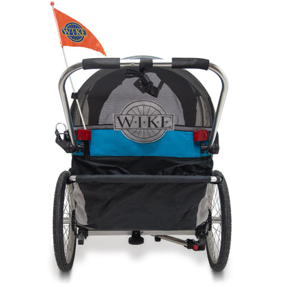 Wike Premium Double Children's Bike Trailer - Includes Stroller and Jogging Kit