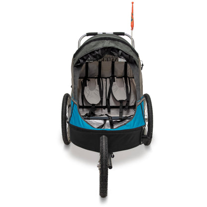 Wike Premium Double Children's Bike Trailer - Includes Stroller and Jogging Kit