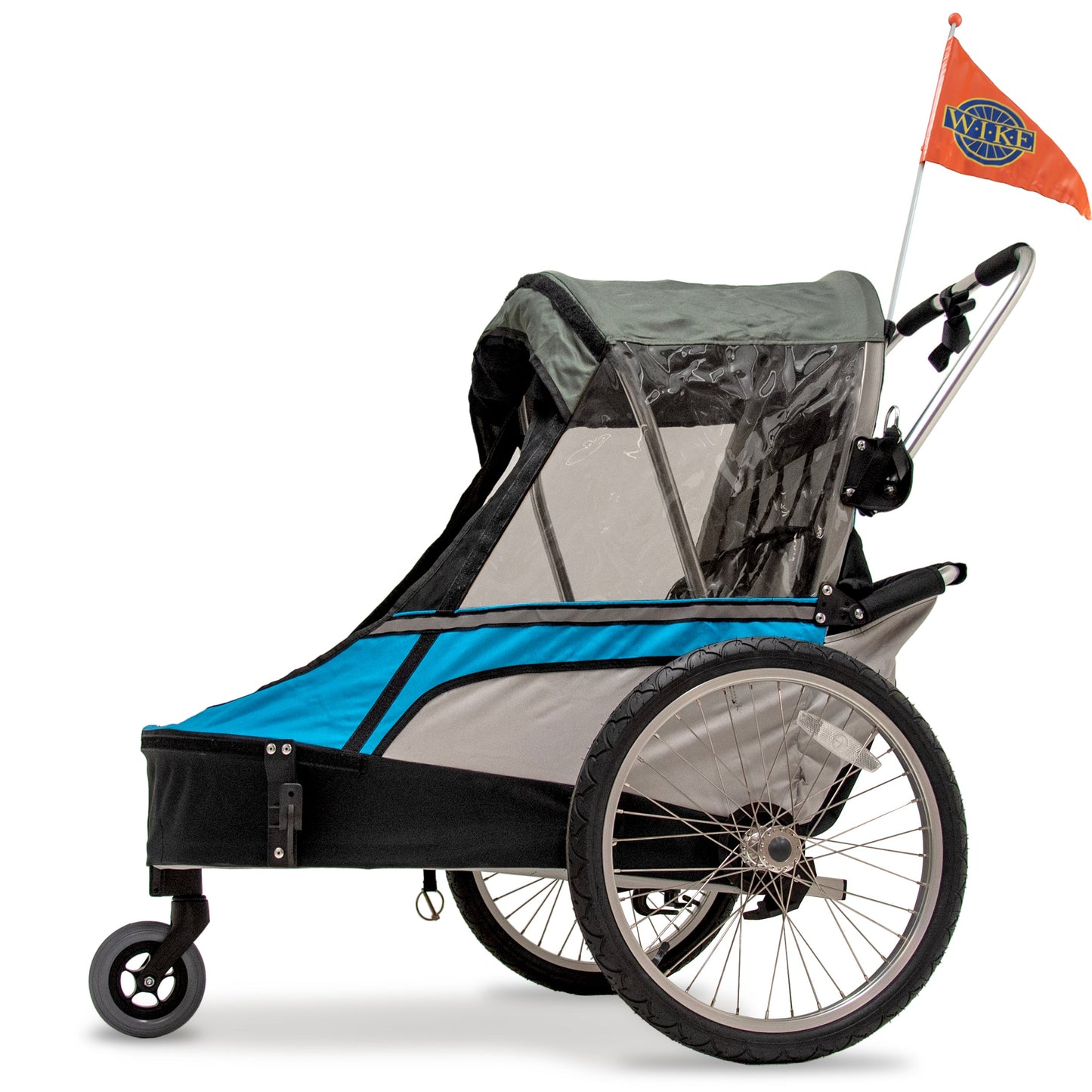 Wike Premium Double Children's Bike Trailer - Includes Stroller and Jogging Kit