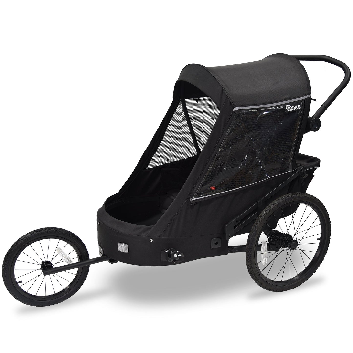 Wike Premium Suspension Bike Trailer – Black - Includes Stroller & Jogger Kit