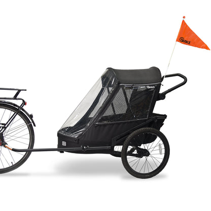 Wike Premium Suspension Bike Trailer – Black - Includes Stroller & Jogger Kit